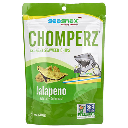 SeaSnax, Chomperz®, Crunchy Seaweed Chips, Jalapeno, 1 oz (30 g)