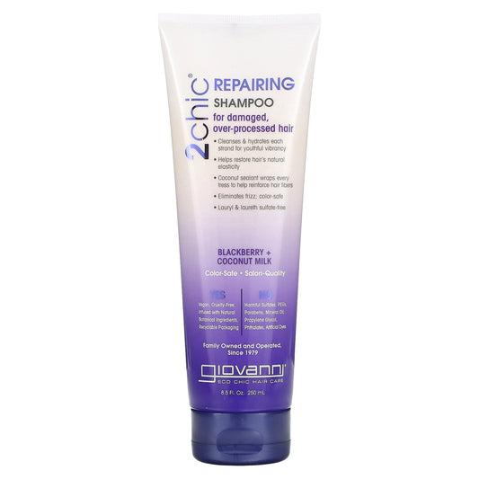 Giovanni, 2chic, Repairing Shampoo, For Damaged, Over-Processed Hair, Blackberry + Coconut Milk, 8.5 fl oz (250 ml)