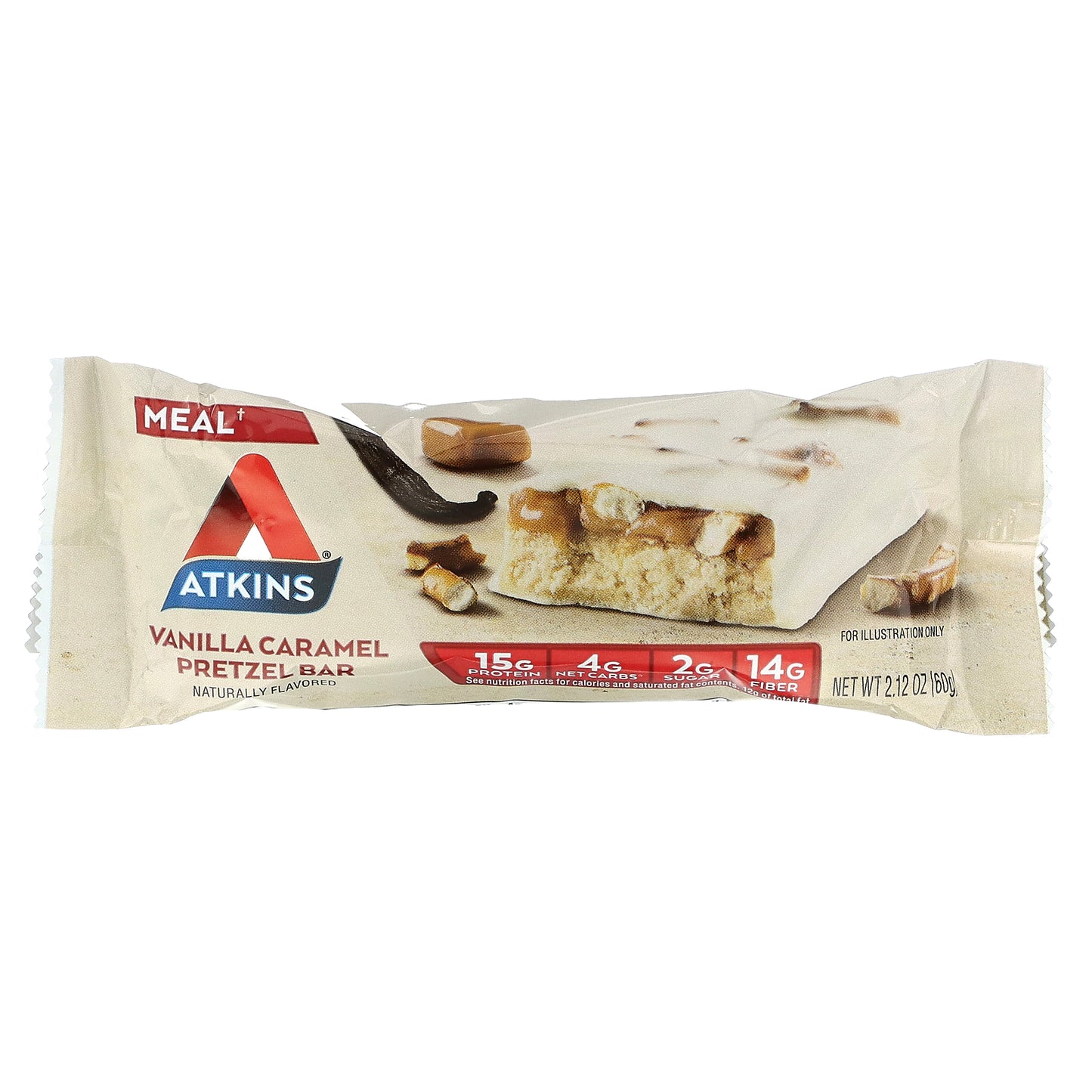 Atkins, Protein Meal Bar, Vanilla Caramel Pretzel, 5 Bars, 2.12 oz (60 g) Each