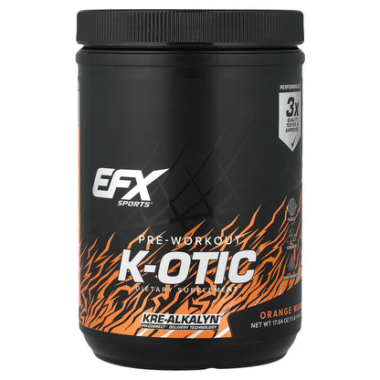 EFX Sports, K-otic® Pre-Workout, Orange Mango, 1 lb 1.64 oz (500 g)